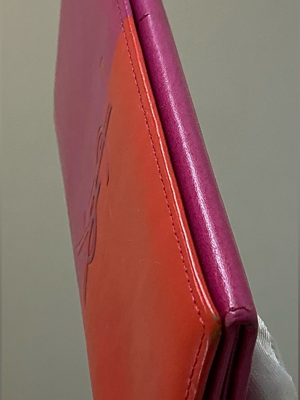 Authentic Yves Saint Laurent (YSL) Colorblock Leather Long Flap Wallet - Picture 7 of 15
